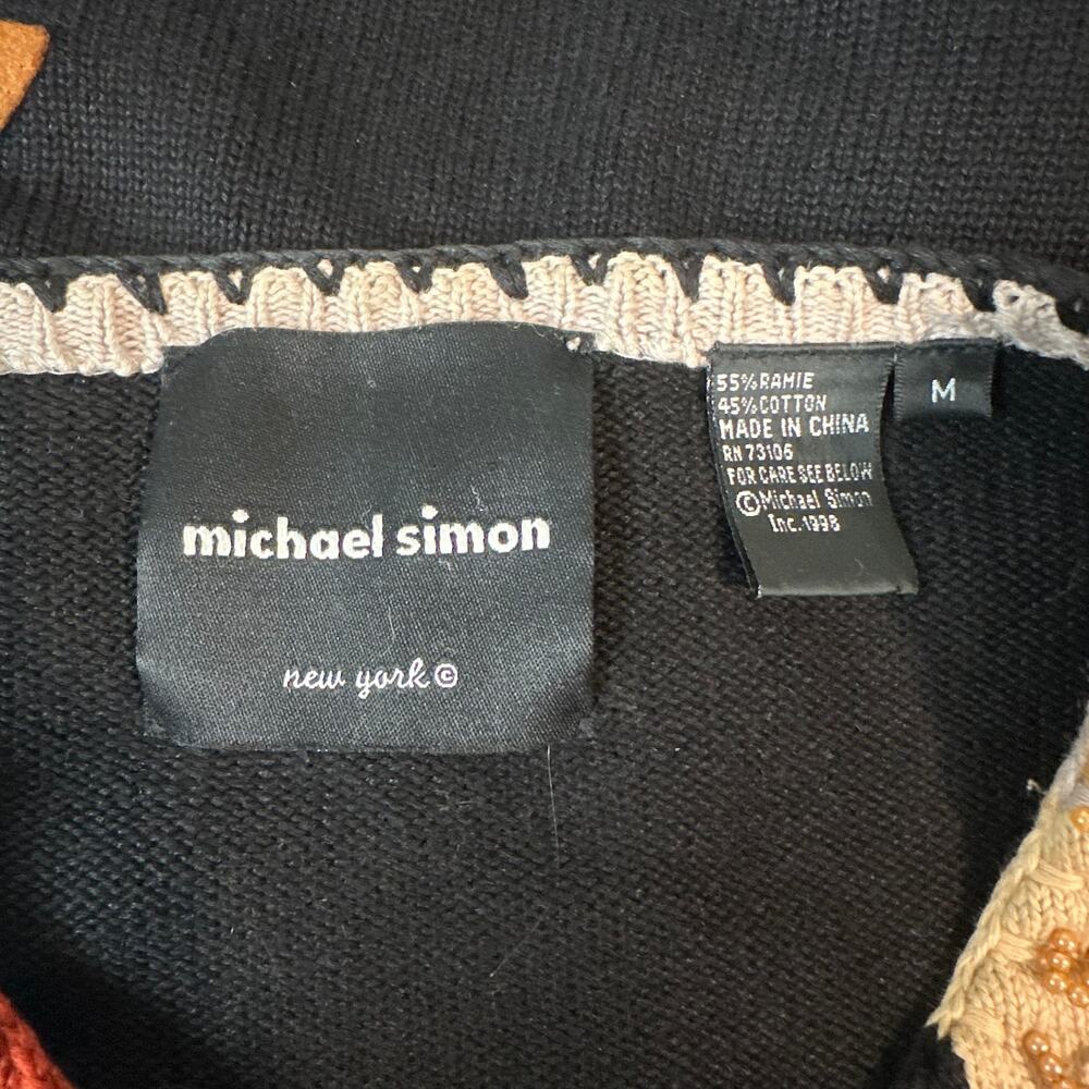 Michael Simon Vintage 90’s Dog Lover Patchwork Cardigan Sweater Beaded Novelty - Picture 12 of 13